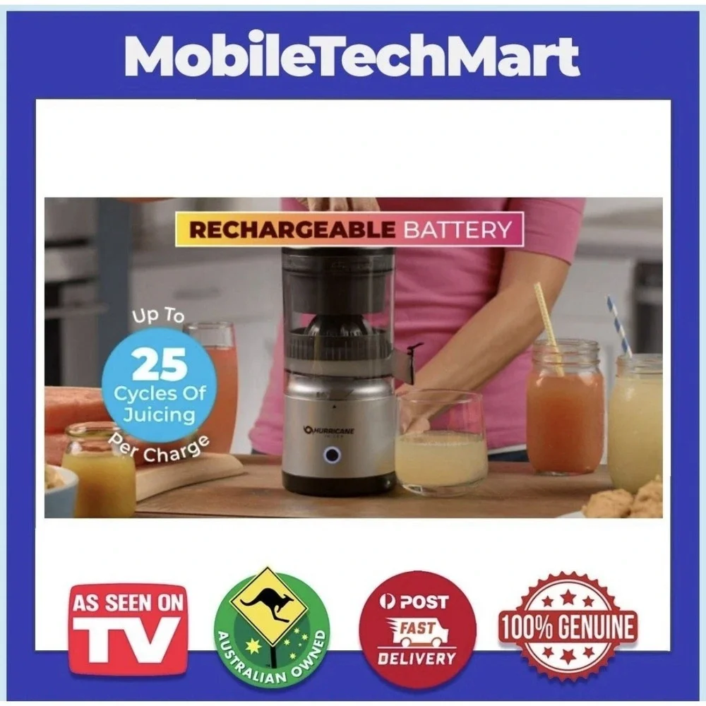 Hurricane Juicer Automatic Power Juicer Cordless Rechargeable 23086 Silver New - Picture 8 of 9